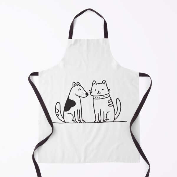 Item preview, Doodle illustration of a cat and a dog standing across from each other designed and sold by rasagamastore.