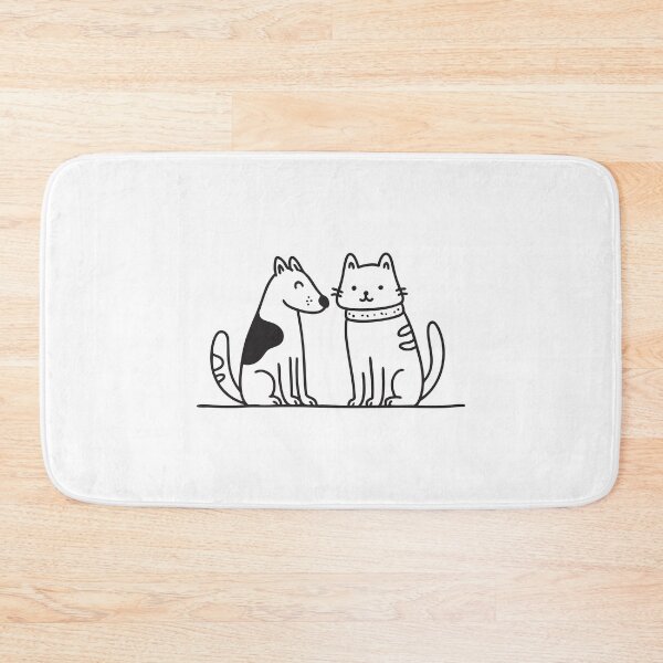 Item preview, Doodle illustration of a cat and a dog standing across from each other designed and sold by rasagamastore.