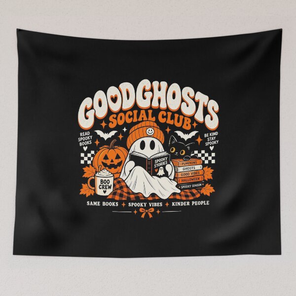 Item preview, Good Ghosts Social Club Retro Ghost Reading Book designed and sold by PartyFam.