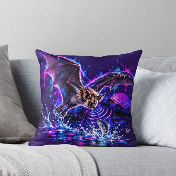 Item preview, Neon Fishing Bat Catching Fish at Night designed and sold by srangiem-cc.