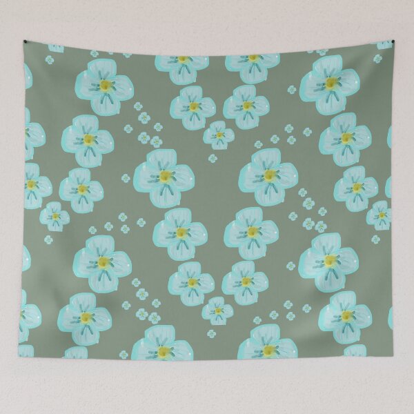Item preview, Cute Light Blue Watercolor Flowers Pattern – V-Shape Floral Layout designed and sold by BalkanBloomArt.