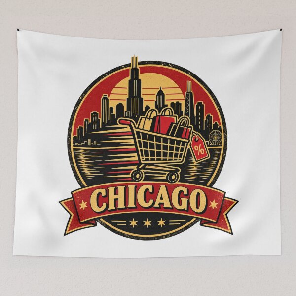 Item preview, Chicago Black Friday Shirt – Retro Shopping Cart Deal Hunter Badge designed and sold by Globalcitytees.