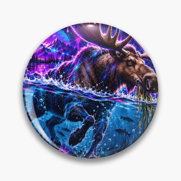 Item preview, Neon Moose with Massive Antlers in Water designed and sold by srangiem-cc.