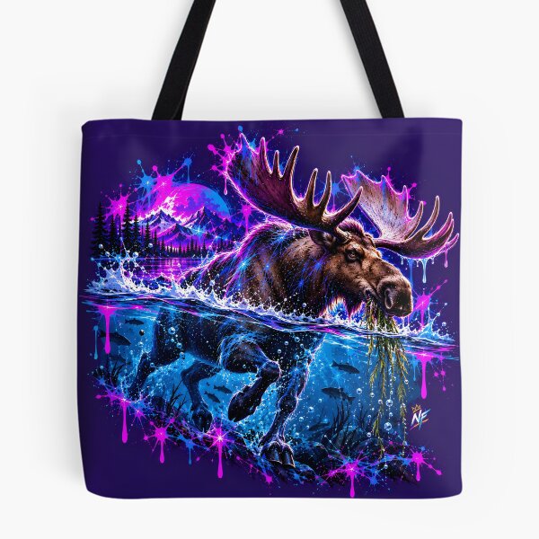 Item preview, Neon Moose with Massive Antlers in Water designed and sold by srangiem-cc.
