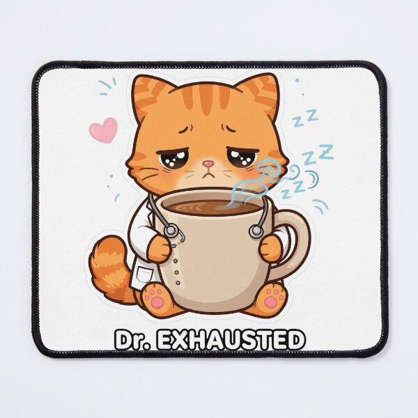 Item preview, Dr. Exhausted - Funny Tired Doctor Cat designed and sold by Interactive-Art.