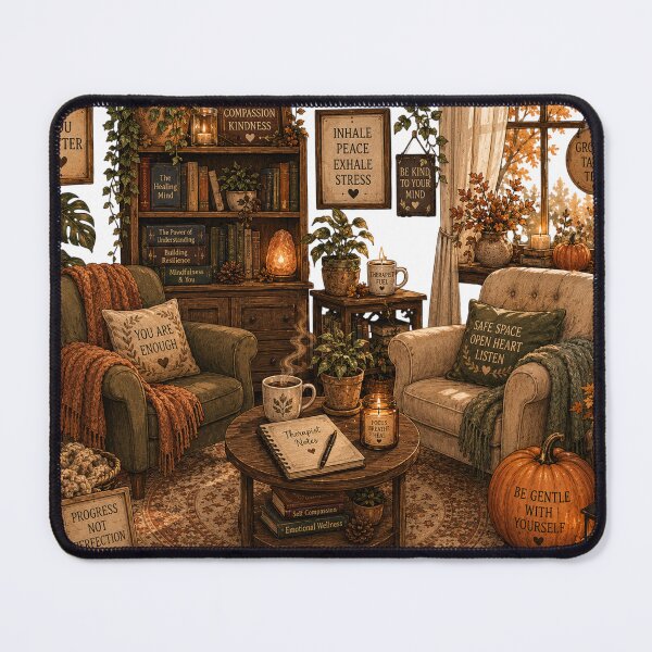 Item preview, Autumn Therapist Self-Care Woman with Inspirational Quotes designed and sold by FestivityFinds.