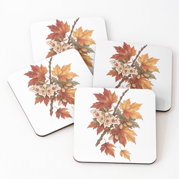 Item preview, Maple Leaves and Moth Golden Autumn Leaf Art designed and sold by DreamelleStudio.