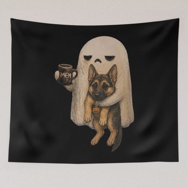 Item preview, Meh Ghost Spooky Dog Breeds Funny Halloween Coffee Lover designed and sold by VibePrints42.