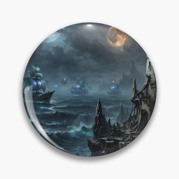 Item preview, The Phantom Lighthouse of the Twin Moons designed and sold by DreamyWallVibes.