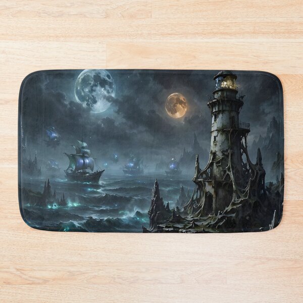 Item preview, The Phantom Lighthouse of the Twin Moons designed and sold by DreamyWallVibes.