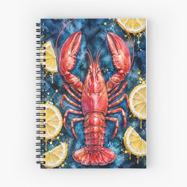 Item preview, Lobster with lemon on Blue Background - Paintery over Photograph designed and sold by LuluLeb.