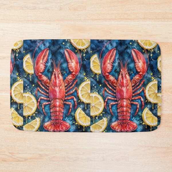 Item preview, Lobster with lemon on Blue Background - Paintery over Photograph designed and sold by LuluLeb.