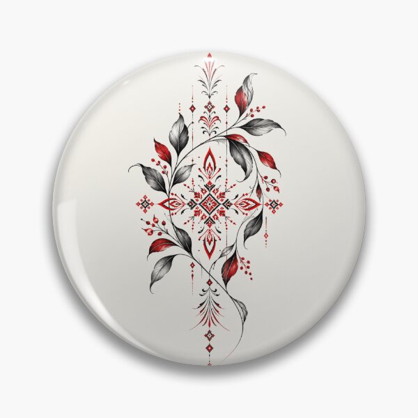 Item preview, Crimson Folk Botanical Ornament designed and sold by zero8.design.