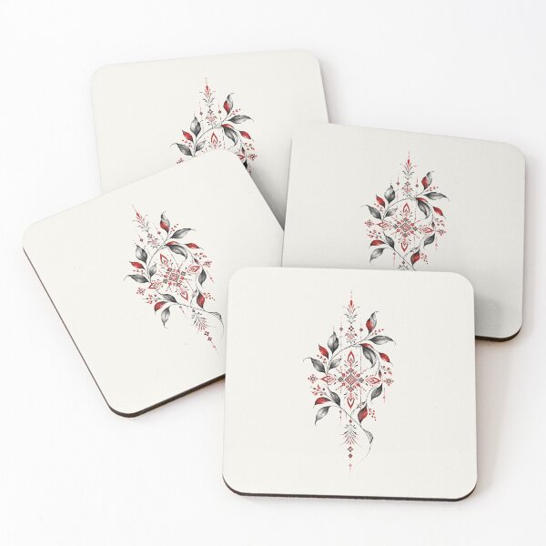 Item preview, Crimson Folk Botanical Ornament designed and sold by zero8.design.