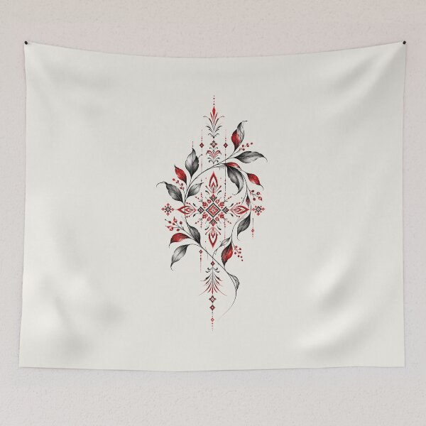 Item preview, Crimson Folk Botanical Ornament designed and sold by zer0o08.