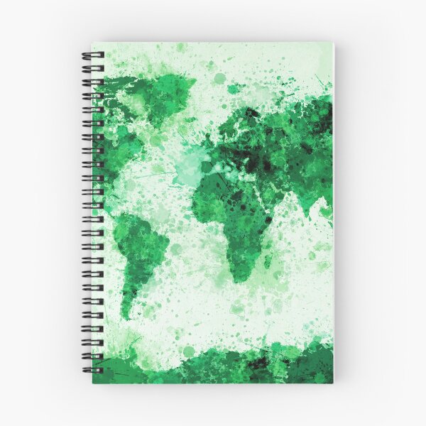Aperçu de l'œuvre World Map Paint Splashes Green créée et vendue par ArtPrints.