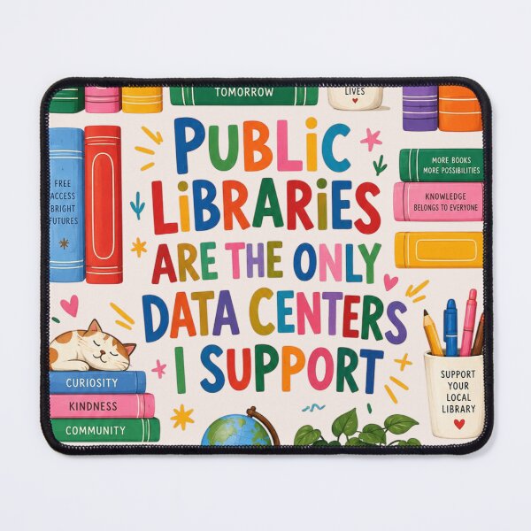 Item preview, Public Libraries Are the Only Data Centers I Support, Anti AI, Reject AI Slop, Human Made Art, Book Lover, Reading, Librarian Gift designed and sold by Quiajia.