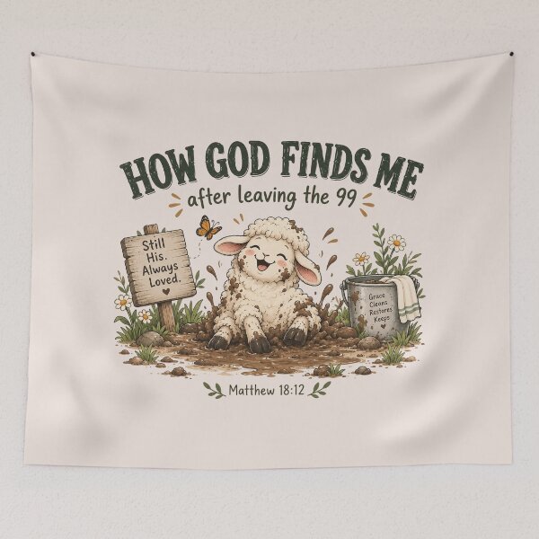 Item preview, Funny Lost Sheep Christian, Matthew 18:12 Bible Verse, Christian Faith Humor, God Finds the Lost, Leaving the 99, Christian Gift, Faith Gift, Bible Lover designed and sold by Quiajia.