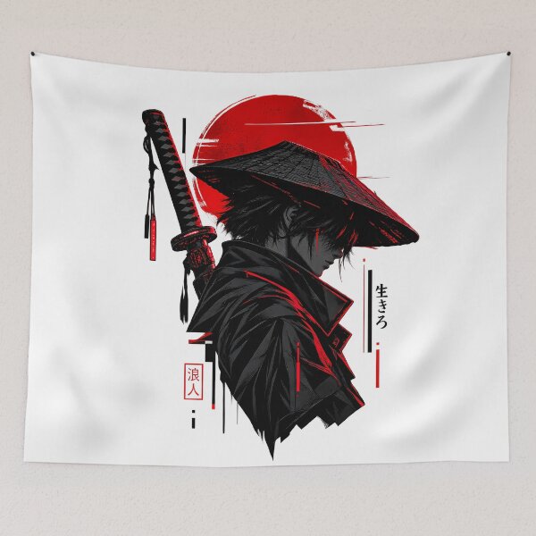 Item preview, Cyberpunk Ronin Red Moon designed and sold by Ekracreatives.