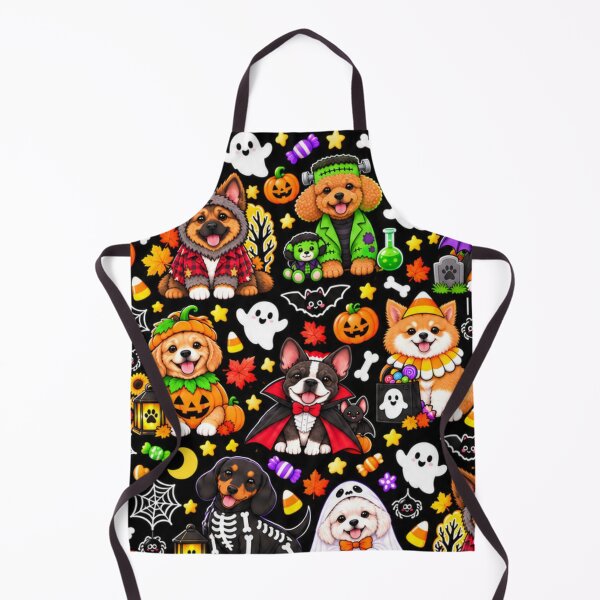 Item preview, Kawaii Halloween Dogs Pattern with Cute Costumes, Pumpkins, Ghosts, Bats and Spooky Candy designed and sold by ALH Apparel.