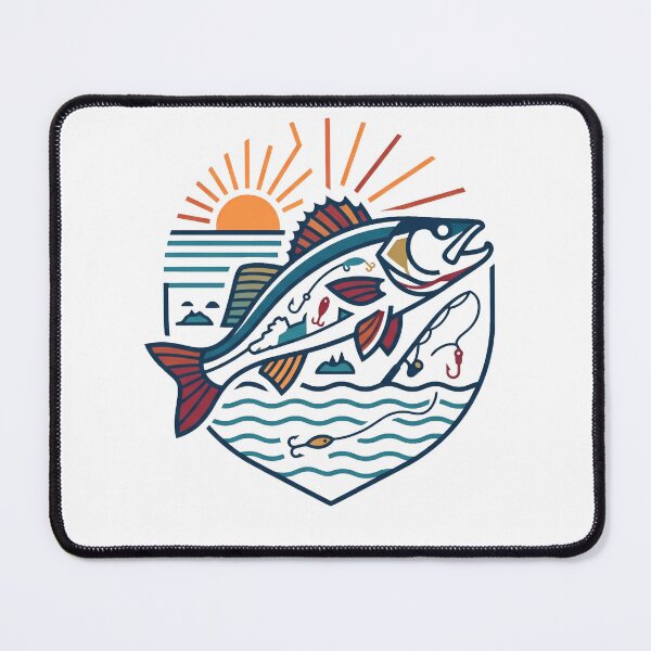 Item preview, Retro Geometric Fishing Sunset Emblem Design designed and sold by one-offtees.