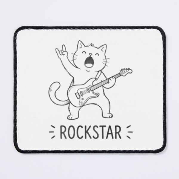 Item preview, Rockstar Cat Playing Electric Guitar designed and sold by Linework Studio.