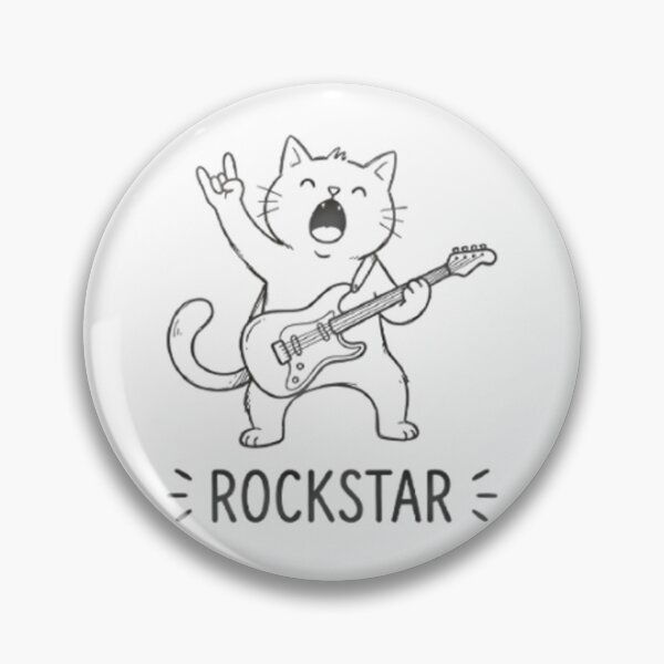 Item preview, Rockstar Cat Playing Electric Guitar designed and sold by Linework Studio.