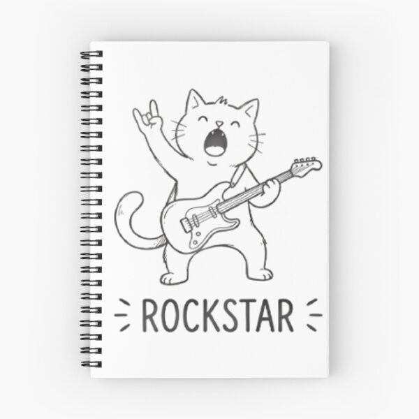 Item preview, Rockstar Cat Playing Electric Guitar designed and sold by Linework Studio.