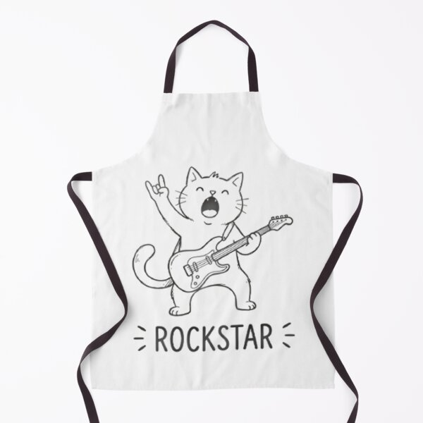 Item preview, Rockstar Cat Playing Electric Guitar designed and sold by Linework Studio.