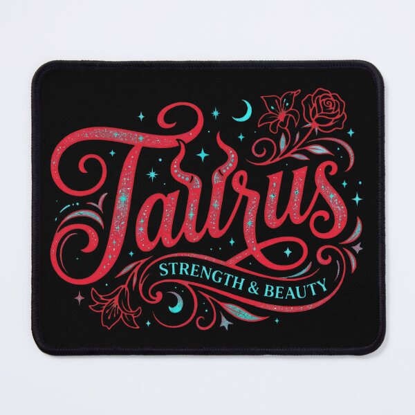 Item preview, Untamed Taurus Co. Strength & Beauty Zodiac Design – Bold Red Script with Cosmic Florals designed and sold by Kvllo Collective Co..