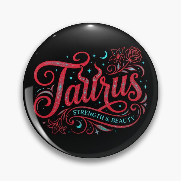 Item preview, Untamed Taurus Co. Strength & Beauty Zodiac Design – Bold Red Script with Cosmic Florals designed and sold by Kvllo Collective Co..