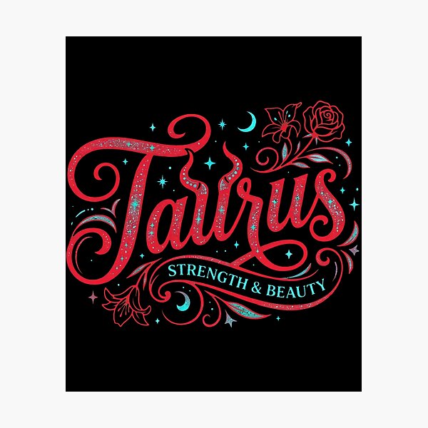 Item preview, Untamed Taurus Co. Strength & Beauty Zodiac Design – Bold Red Script with Cosmic Florals designed and sold by Kvllo Collective Co..