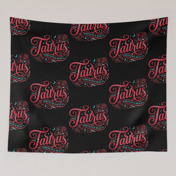 Item preview, Untamed Taurus Co. Strength & Beauty Zodiac Design – Bold Red Script with Cosmic Florals designed and sold by Kvllo Collective Co..
