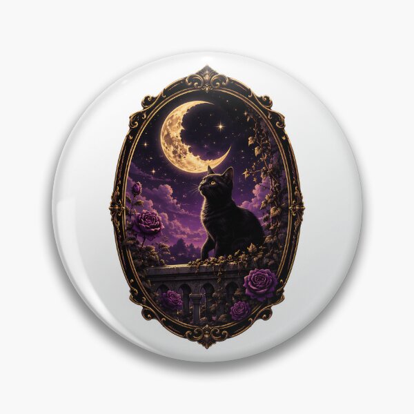 Item preview, Cat Under Crescent Moon Floral Night Fantasy Art designed and sold by SoyLamderma.
