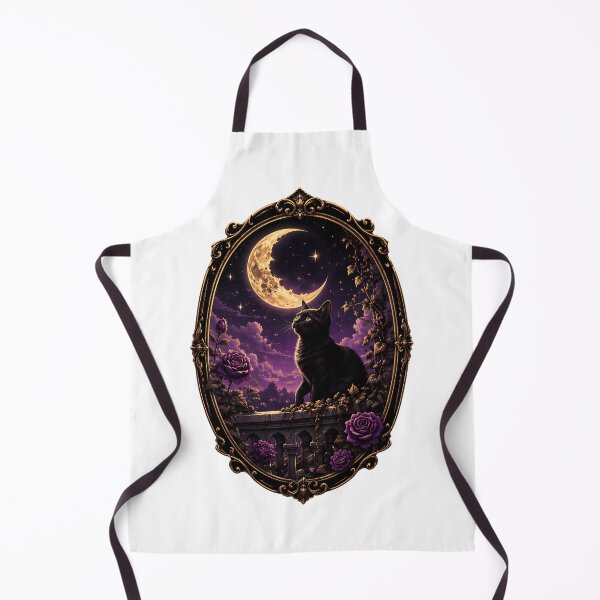 Item preview, Cat Under Crescent Moon Floral Night Fantasy Art designed and sold by SoyLamderma.