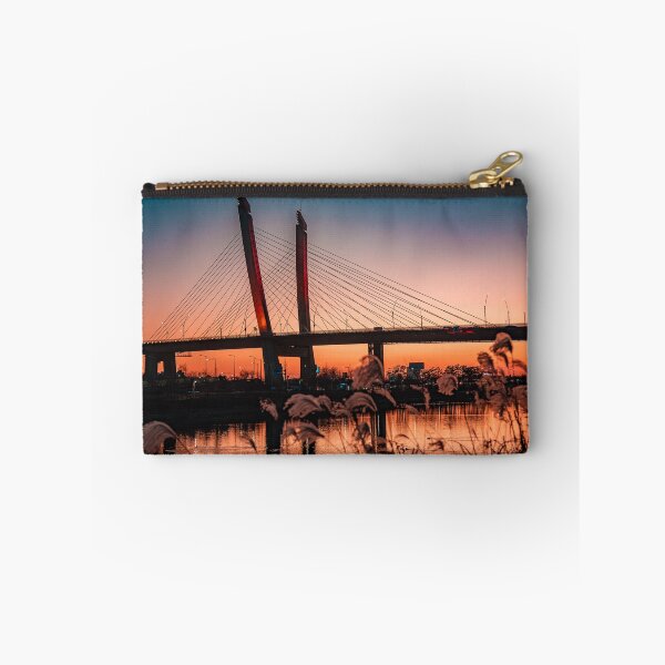 Item preview, Cable Stayed Bridge Sunset Framed by Reeds designed and sold by Nightwindow.