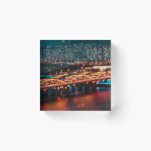 Item preview, Glowing Orange Bridge Across Han River at Night designed and sold by Nightwindow.