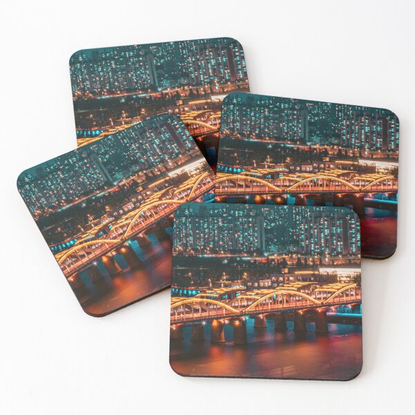 Item preview, Glowing Orange Bridge Across Han River at Night designed and sold by Nightwindow.