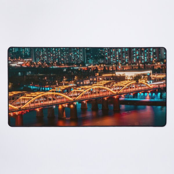 Item preview, Glowing Orange Bridge Across Han River at Night designed and sold by Nightwindow.