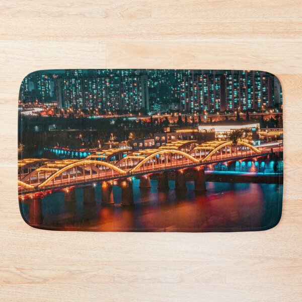 Item preview, Glowing Orange Bridge Across Han River at Night designed and sold by Nightwindow.