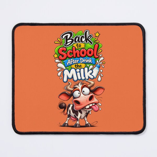 Item preview, Funny Back to School Cow Drink the Milk Cartoon designed and sold by MEGA BAZAAR.