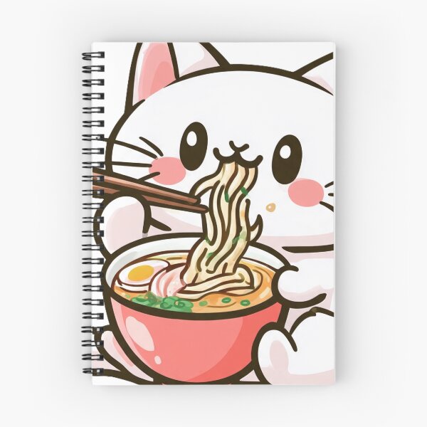 Item preview, Cat Eating Ramen  designed and sold by Living Positive With Dan.
