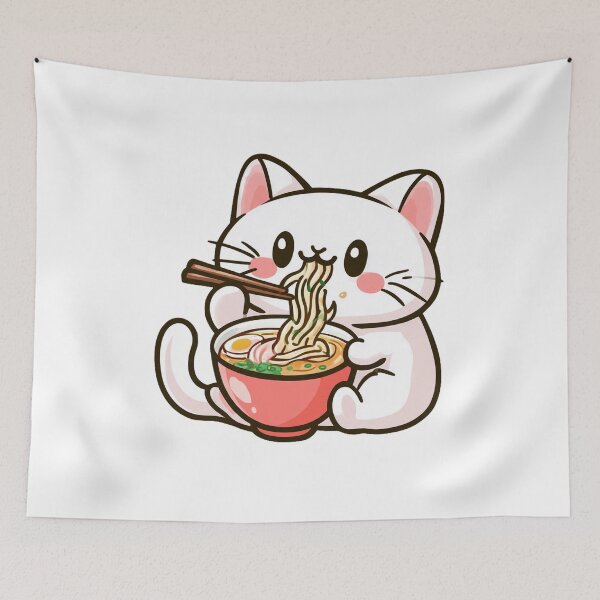 Item preview, Cat Eating Ramen  designed and sold by Living Positive With Dan.