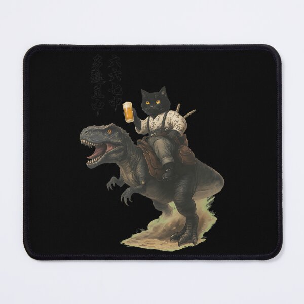 Item preview, Cat Riding Dinosaur With Beer Calligraphy designed and sold by GAVIANDERS.