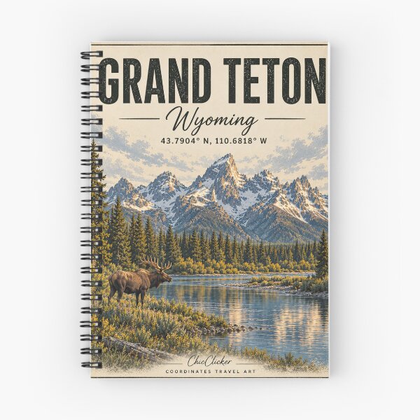 Item preview, Grand Teton Wyoming Vintage Travel Poster – Mountain National Park Art designed and sold by ChicClicker.