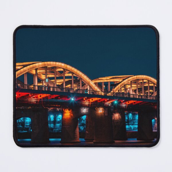 Item preview, Illuminated Orange Truss Bridge at Night designed and sold by Nightwindow.