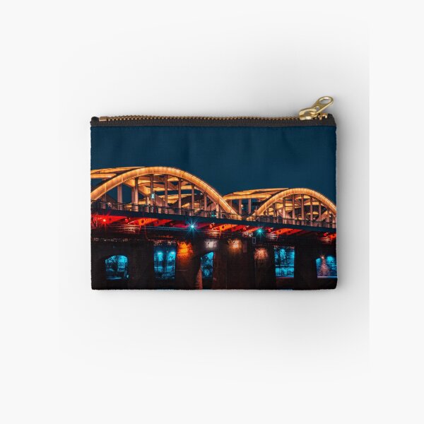 Item preview, Illuminated Orange Truss Bridge at Night designed and sold by Nightwindow.