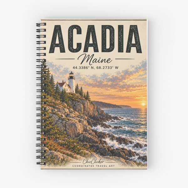 Item preview, Acadia Maine Vintage Travel Poster – Coastal National Park Wall Art designed and sold by ChicClicker.