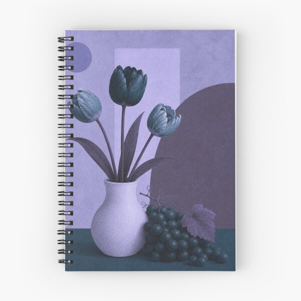 Item preview, Blue Tulips and Grapes – Purple Mid Century Floral Still Life designed and sold by joycrysstudio.