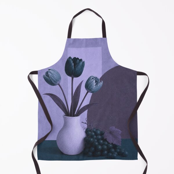 Item preview, Blue Tulips and Grapes – Purple Mid Century Floral Still Life designed and sold by joycrysstudio.